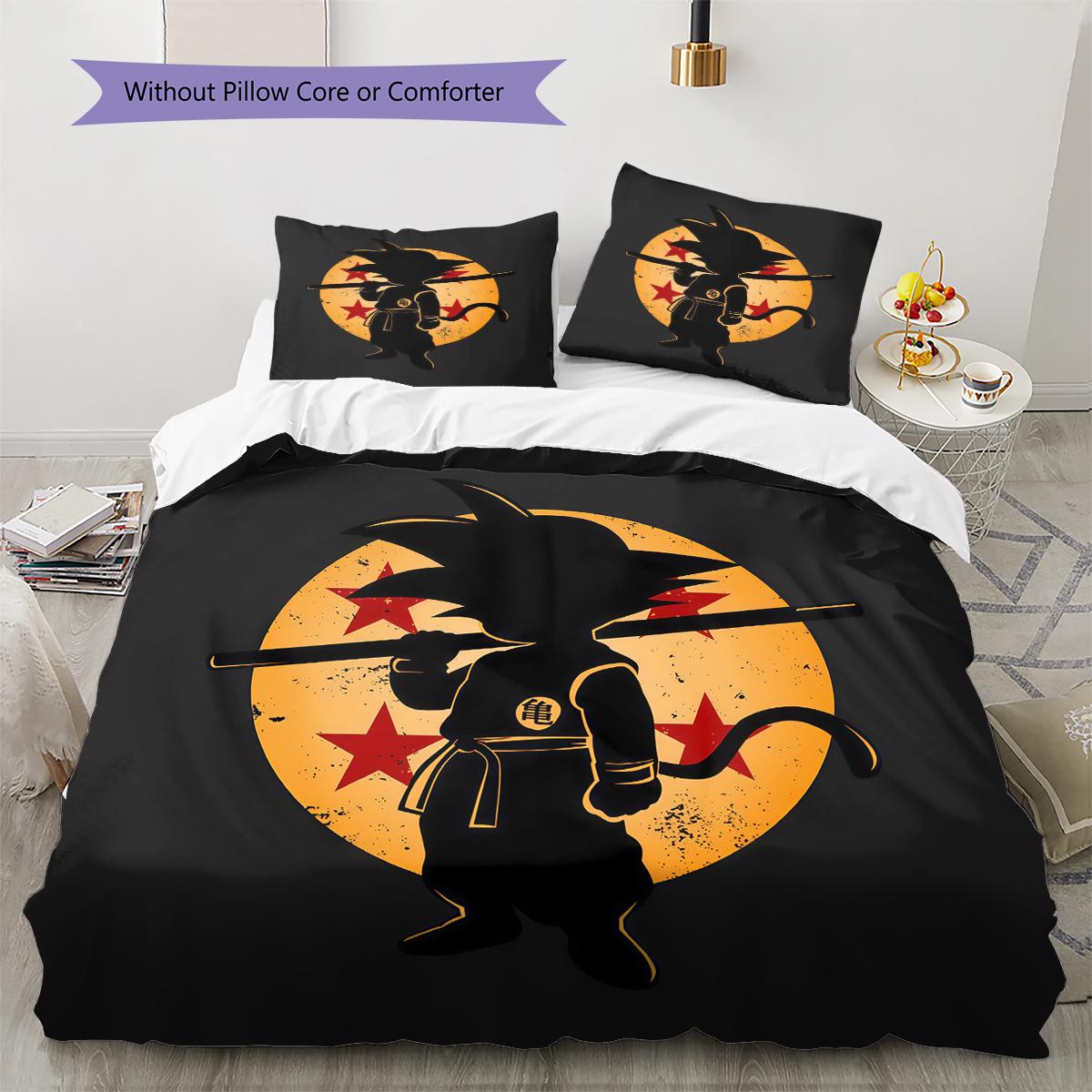 

Son Goku Pattern Bedding,Quilt Set Quilt Cover Pillowcase Home Birthday Gift (1 * duvet cover + 2 * pillowcase, without core) 135x200cm