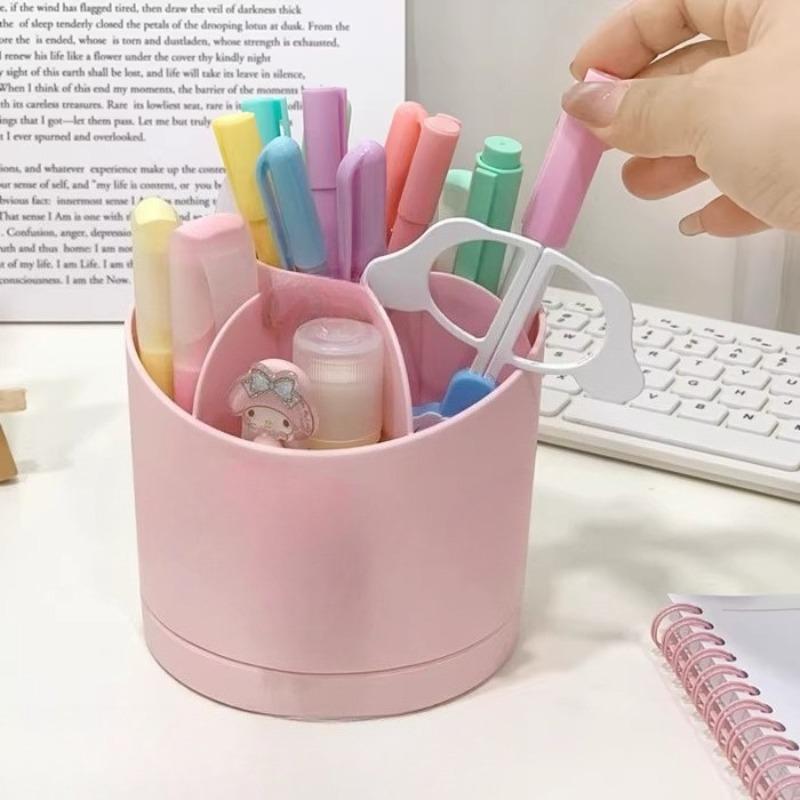 1pc Rotating Pen Holder Desktop Stationery Organizer School Office Desk Stationery Supplie Pen Pencil Classification Storage Box