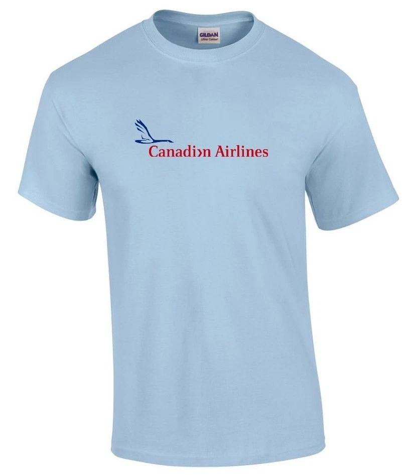 Canadian Airlines Red Blue Logo Canada Aviation Light Blue Cotton T-Shirt S