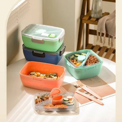 Boîte à lunch portable à compartiments pour salades et fruits avec vaisselle, boîtes à bento réutilisables pour pique-niques en camping en plein air, conteneurs de stockage des aliments