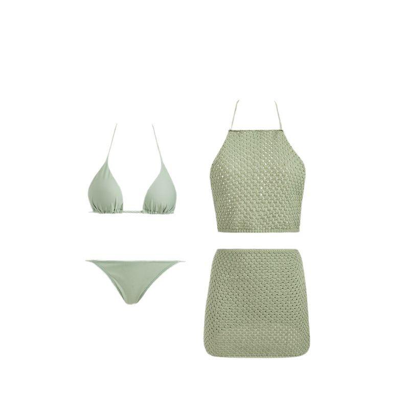 Goddess-Inspired 2025 Korean Cotton Knit Split Skirt Swimsuit