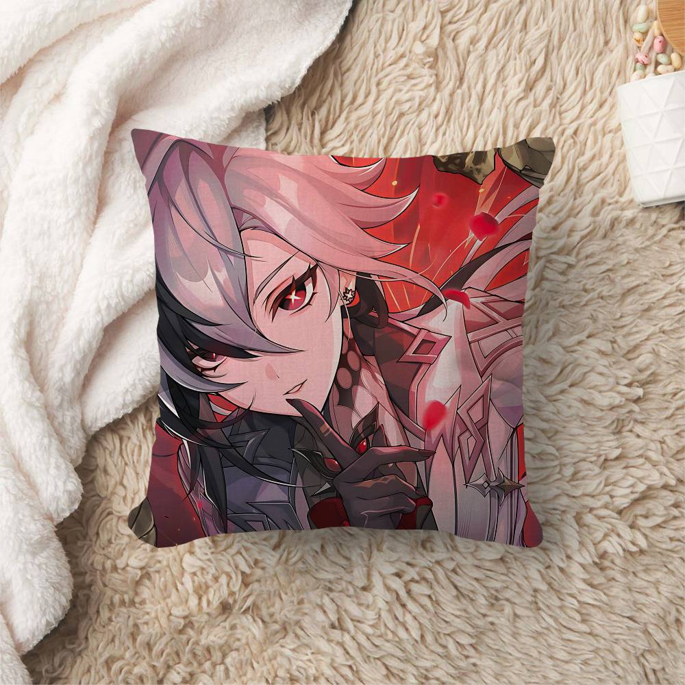 Genshin Impact Arlecchino Pillow Gift Home Office Decoration Pillow Bedroom Sofa Car Cushion CoverPillow Case