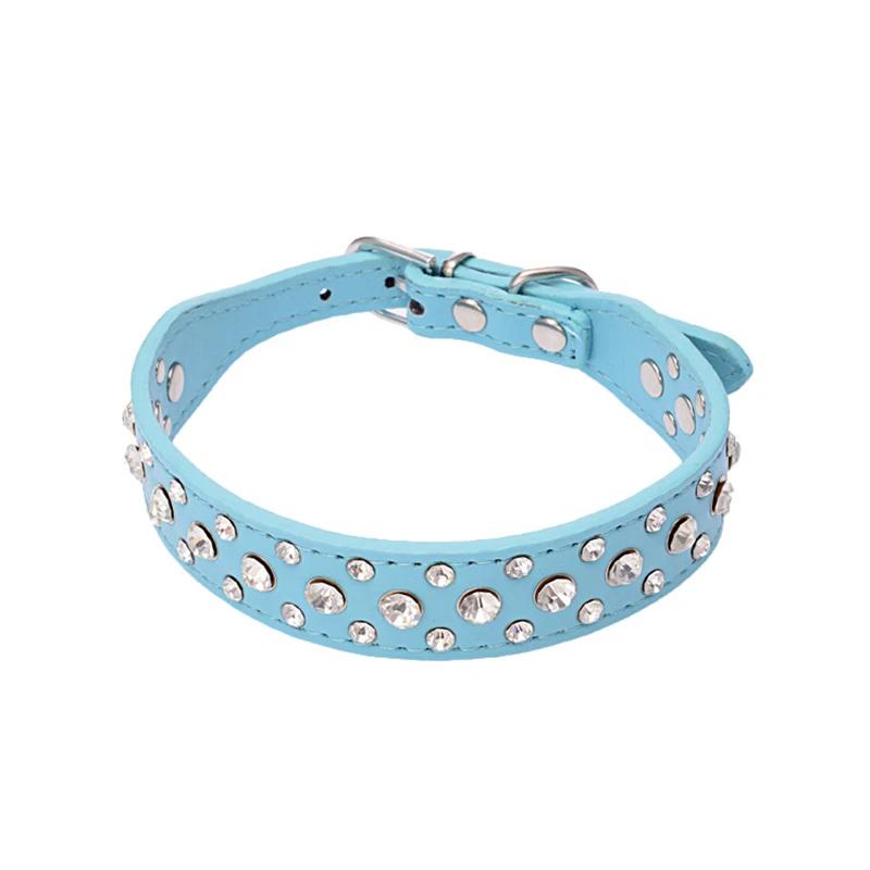 Adjustable Rhinestone Studded PU Leather Dog Collar for Small Medium Large Dogs Cats Anti-Bite Pet Neck Ring Pet Supplies