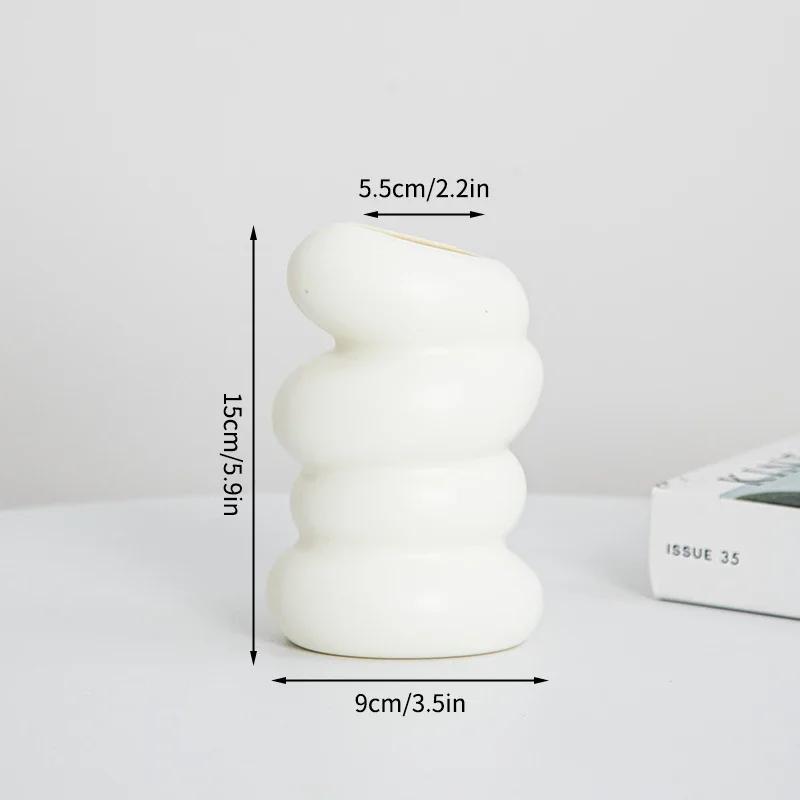 Plastic Flowers Vase Spiral Imitation Glaze Bottle Vases for Aesthetic Room Decors Decorative Living Room Desktop Ornament