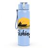 1PC Sunset Lake Fishing Silhouette Print 750ml Color Plastic Sports Water Bottle Leakproof Flip Straw Lid Suitable for Sports Office Home Use