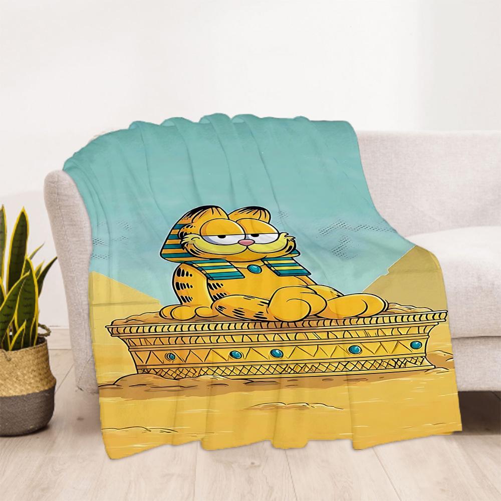 1PC Egyptian Garfield Outdoor Blanket Lightweight Flannel, Soft & Warm, All-Season Use for Sofa, Outdoor, Camping, Living Room, Office91