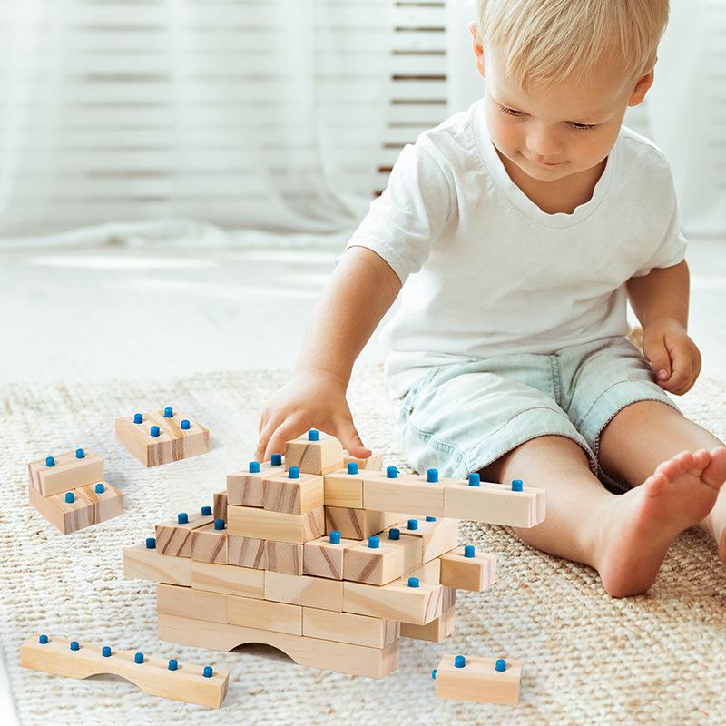 Educational Wooden Building Blocks for Kids – Creative Construction and Brain-Teasing Table Game