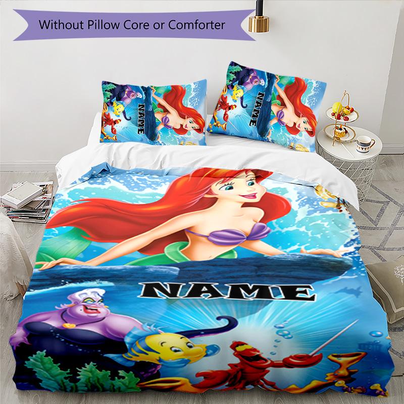 3pcs Princess9 Cover Set - Personalized Name, HD Printed Bedding with 1 Cover and 2 Pillowcases - Perfect for Home Decor, Easy Care