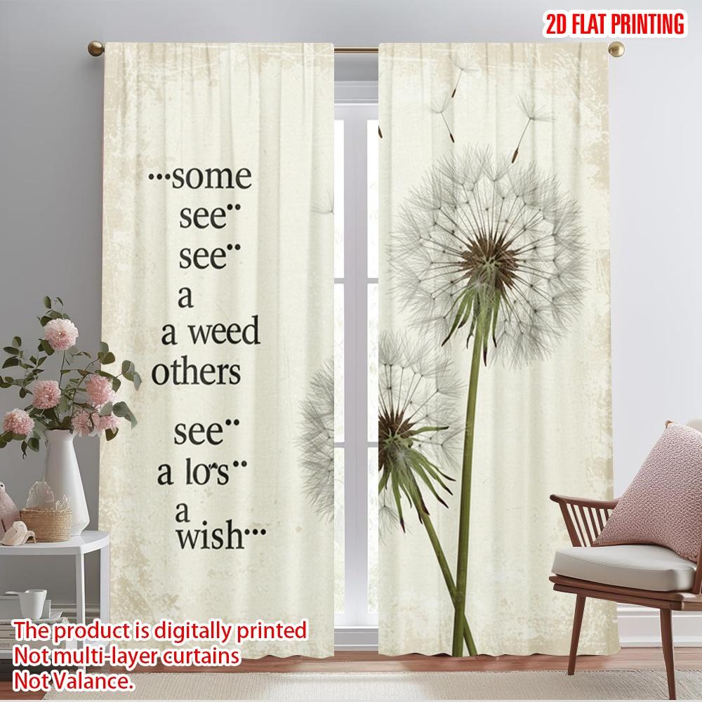 

2pcs 2D flat printing Curtain Dandelion Wish Flower Polyester Without Electricity 0 Use for Entryway Room Parties 52.50×116.00 CM 2pcs