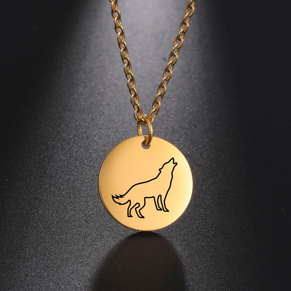 My Shape Wolf Necklace for Women Girls Animal Moon Silver Color Stainless Steel Necklaces Choker Link Chain Fashion Jewelry Gift