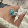 Copper Rings For Women Couple Minimalist Handmade Simple Blue Butterfly Ring Fine Jewelry Gift Prevent Allergy