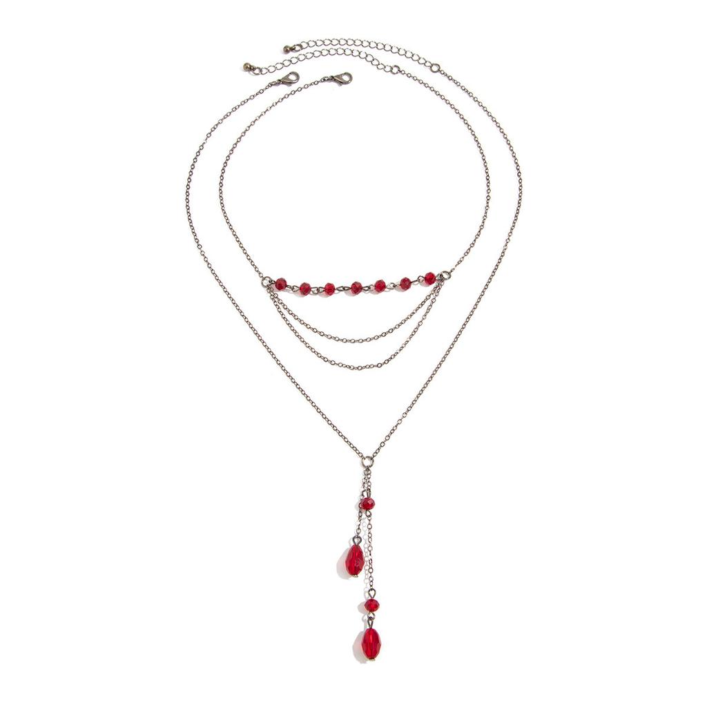 Gothic Dark Wind Imitation Crystal Dripping Blood Pendant Necklace Choker Personalized Fringed Chain Collarbone Chain