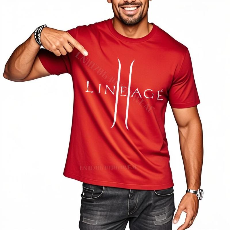 Man teeshirt Black Cotton Tshirt Lineage Logo On Black Brand Unisex Tshirt Classic Breathable Short Sleeve Shirt S