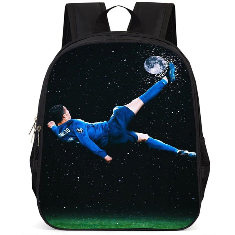 Spacious 15 Inch Cristiano Ronaldo School Backpack For Kids Lightweight Oxford Fabric