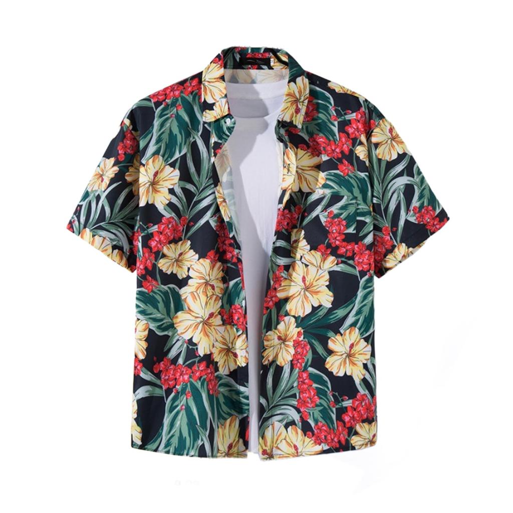 Moerstar Aloha Shirts for Men and Beach Hawaiian Floral Short Open Matching Plus UV Six Colors Black Women, Shirts, Style, Print, Summer, Sleeves,