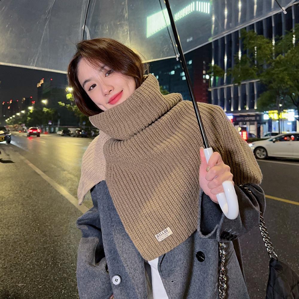 Collar Knitted Scarf Thicken High Neck Shawl Fashion Neck Warmer  Winter