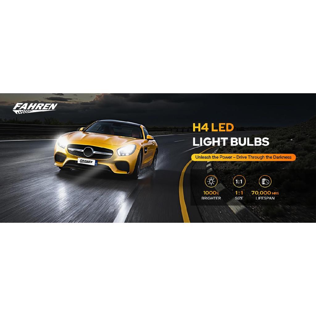 2PCS H4 LED Light Bulbs,9003 Headlight High/Low Beam Driving,Fog & Spot Lights with 50000 RPM Turbo Fan,6500K IP68 Waterproof