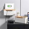 Practical Cable Box With Wood Top Wall Mounted Cable Management Container with Wood Lids for Safe Wire Keeping