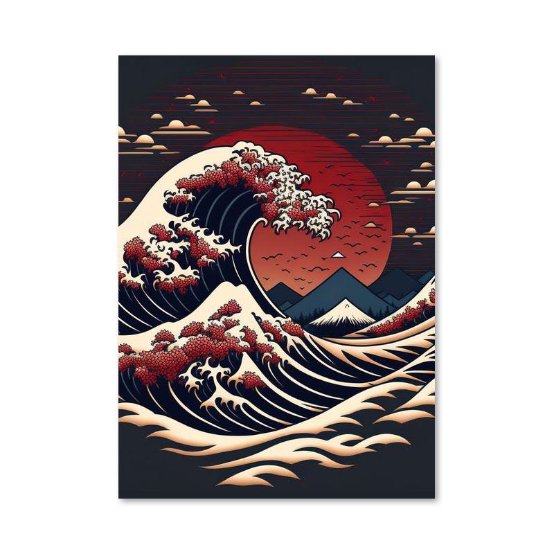 Japan Wave Mountain Landscapes Canvas Paintings Posters and Prints Wall Art Pictures for Living Room Home Decoration