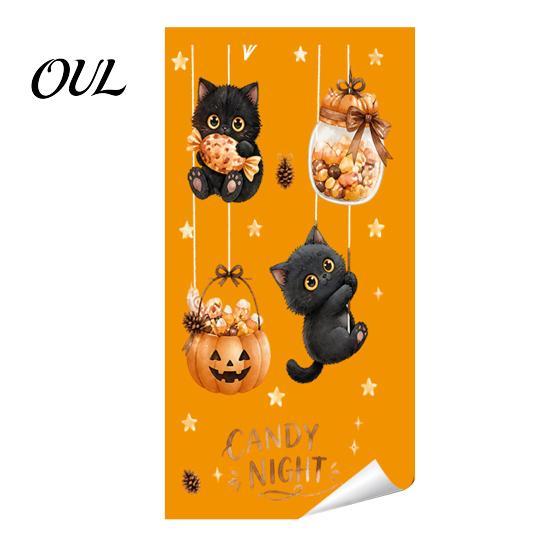 Festive Party Supplies for Halloween Castle Pet Static Cling Window Stickers, Spooky Bat Pumpkin Easy Peel Stick Wall Art Floral Glass Decals,