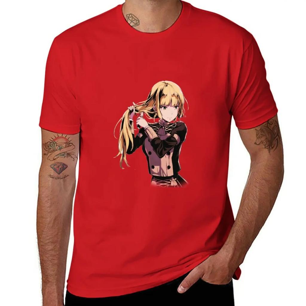 Ingrid from Fire Emblem: Three Houses Trying To Comb Her Hair - Videogame T-Shirt Sublime Anime Big and Tall T Shirts for Men