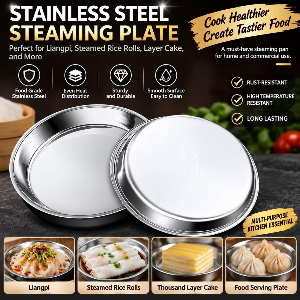 Flat Stainless Steel Pizza Pan Stainless Steel Round Baking Tray Restaurant