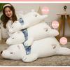 60/80/100CM Soft Lying Polar Bear Plushie Pillow Lovely White Cushion Stuffed Dolls Sleeping Toy for Girls Gifts