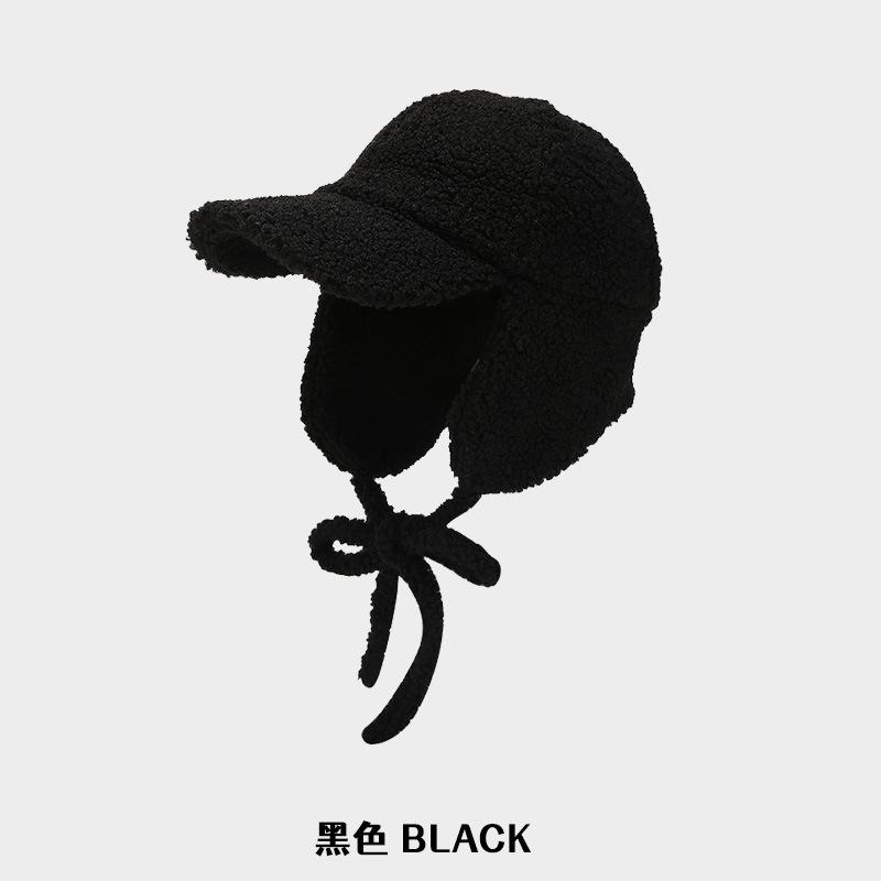 

Autumn Winter Hats For Women Men Velvet Ear Protection Baseball Cap Fashion Outdoor Casual Windproof With Ear Flaps Riding 54-58cm чорний