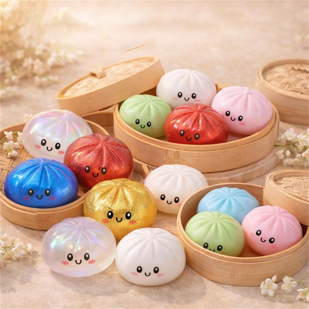 Dumpling Toy In Steamer Basket Slow Rising Soft Dumpling for Stress Relief and Hand Exercise Toys Decor