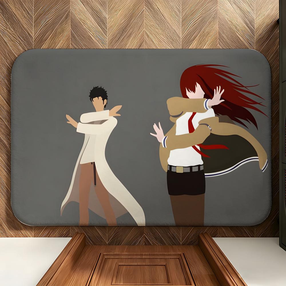 Anime S-Steins;Gate Floor Mat Soft Flannel Floor Mat  Suitable for Entryways, Living Rooms, Bedrooms, and Bathrooms