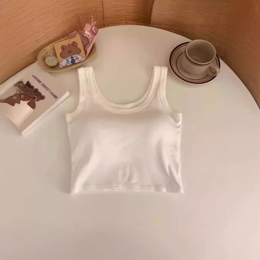 Women's summer versatile short vest with chest pads, Spice Girl Navel Sexy Bottom Small Vest Women