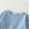 2025 Spring Retro Round Neck Long-sleeved Blue Plaid Dress Women's Loose and Thin Casual Cotton and Linen Long Dress