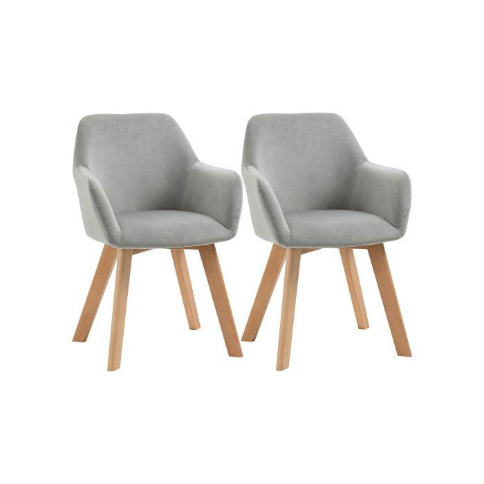 Chaise de salle à manger - MUVOE - Ensemble de 2 chaises - Accoudoirs - Dossier ergonomique - Gris