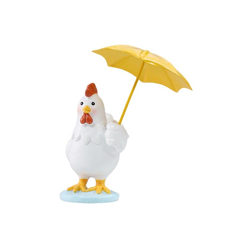 

Cute Chicken with Umbrella Garden Statue - Resin Rooster Figurine for Outdoor Patio & Miniature Garden Decor белый