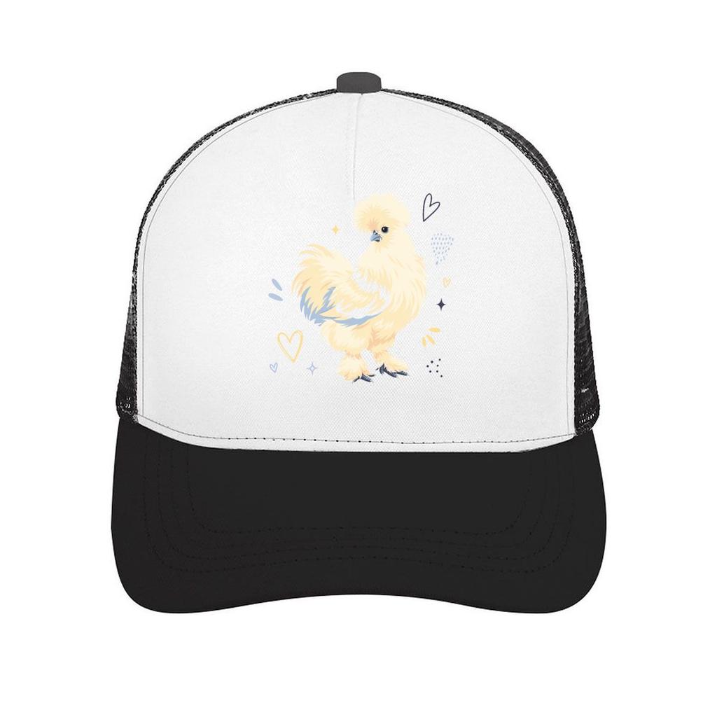 Whimsical Silkie Chicken Heart Art Mesh Baseball Cap Casual Hat Outdoor For Womens Unisex FeUnisex