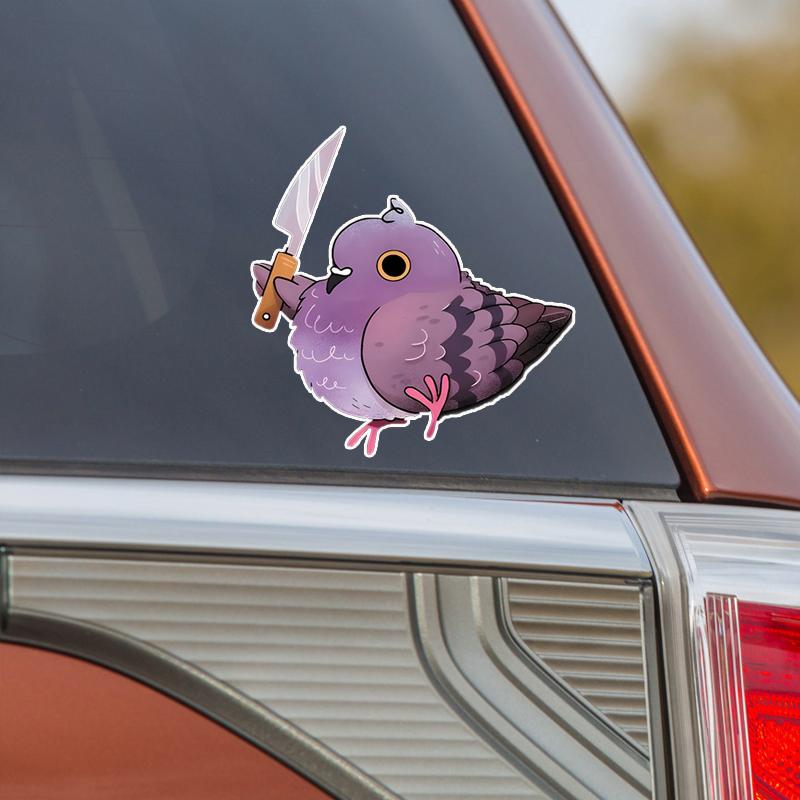 JT127#14.5x15cm Angy Pigeon with a Knife Sticker Decoration Motorcycle External Accessories Waterproof Vinyl Decals
