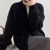 Double Zipper Solid Color Sweater Cardigan Women's Loose Casual Knitted Jacket