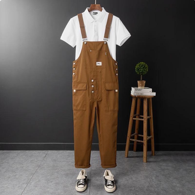 Retro Casual Jumpsuit for menn Løs overall med flere lommer. Kjeledress for menn