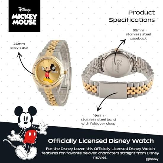 Reloj de pulsera Disney Mickey Mouse para hombre bicolor. reloj 2 - caja bicolor/brazalete de acero inoxidable bicolor.