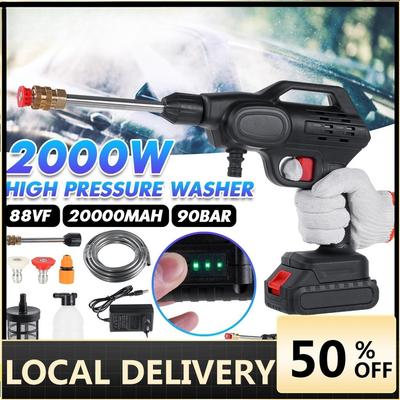 2000W 88VF Rechargeable Car Wash Gun Electric Foam Machine for 18V Battery Cordless High Pressure Car Washer