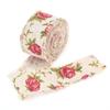 DIY Printed Rose Flower Burlap Ribbon Hessian Jute Belt Strap Wedding Cloth Decoration 10m