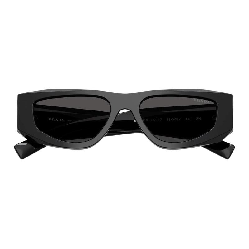 Prada Temple branding Acetate Irregular Sunglasses Men's Black Black 52mm basic packaging-glasses case + packaging box