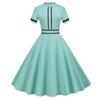 Women's Color Vintage Short-Sleeved Stand-Up Collar Fashion Party Hem Dress