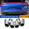 Porsche 911 (2013-2018) Quad Round Exhaust Tips - Black Stainless Steel