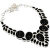 Black Onyx Gemstone Handmade 925 Sterling Silver Jewelry Necklace 18" SU-9800
