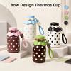 Tazza termica portatile da 540 ml con pois e cannuccia, thermos, borraccia termica per uso quotidiano