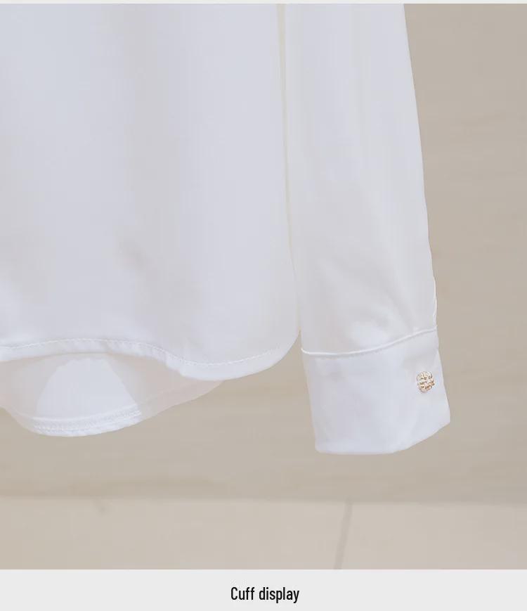 Elegantní dámská saténová šifonová košile s kovovými knoflíky - Volné dlouhé rukávy & Slim fit