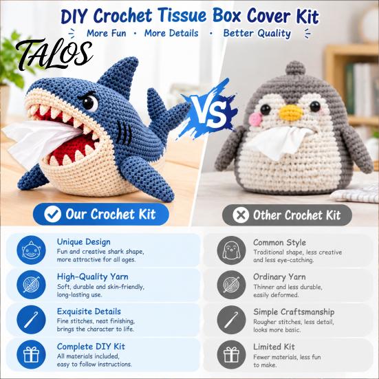 Milk Cotton Yarn Craft Animal Crochet Tissue Box Cover DIY Kit, Highland Cow Holder Making Cute Easy Patterns for Beginners Pumpkin Turkey Frog