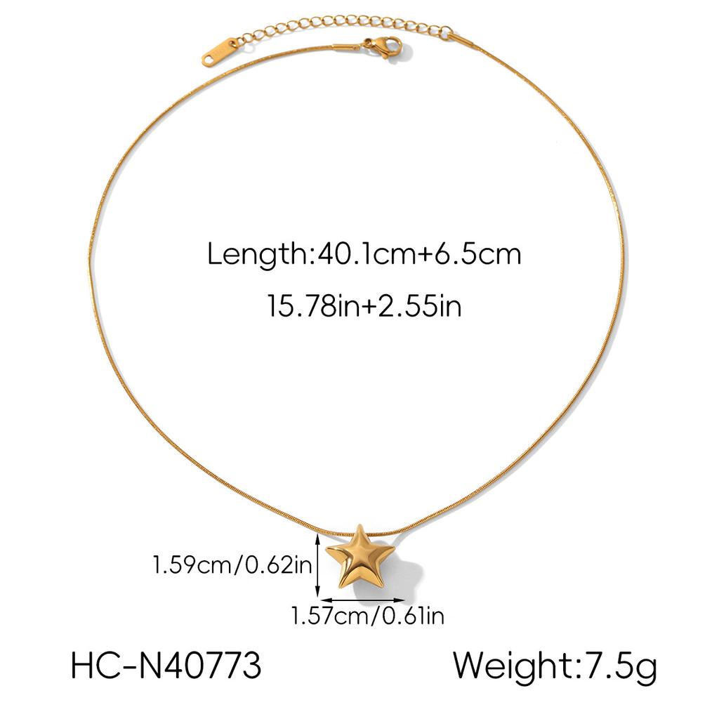 Euro-American Ins style 18k gold stainless steel heart star pendant light luxury high-end clavicle chain necklace