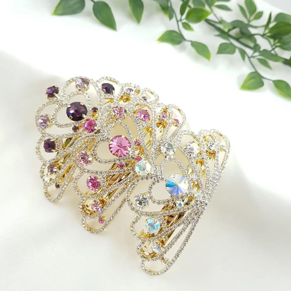 Gold Cubic Crown Tiara Hair Pin Hair Pin Straight Pin Automatic Pin 3 Colors